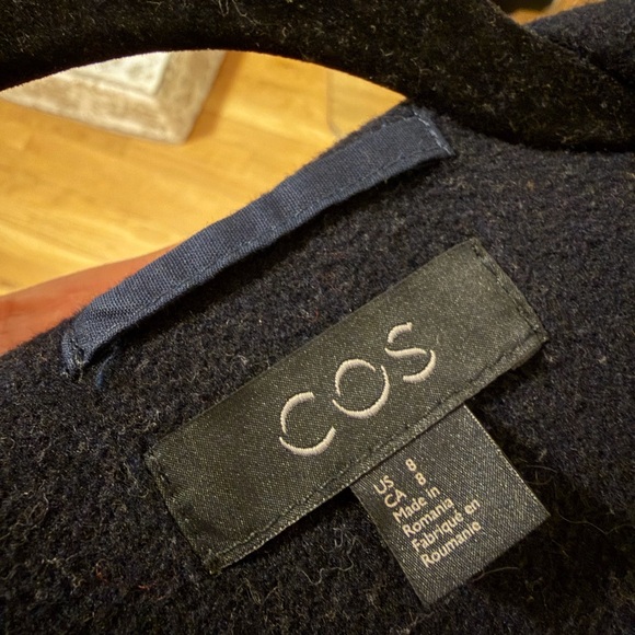 COS Navy Belted Coat - Picture 3 of 4